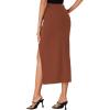 imageLYANER Womens High Waist Long Pencil Skirt Side Split Bodycon Party Club Night Out Midi SkirtsBrown