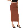 imageLYANER Womens High Waist Long Pencil Skirt Side Split Bodycon Party Club Night Out Midi SkirtsBrown