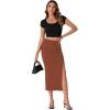imageLYANER Womens High Waist Long Pencil Skirt Side Split Bodycon Party Club Night Out Midi SkirtsBrown