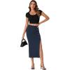 imageLYANER Womens High Waist Long Pencil Skirt Side Split Bodycon Party Club Night Out Midi SkirtsNavy Blue