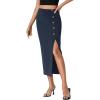 imageLYANER Womens High Waist Long Pencil Skirt Side Split Bodycon Party Club Night Out Midi SkirtsNavy Blue