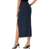 imageLYANER Womens High Waist Long Pencil Skirt Side Split Bodycon Party Club Night Out Midi SkirtsNavy Blue