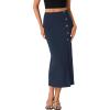 imageLYANER Womens High Waist Long Pencil Skirt Side Split Bodycon Party Club Night Out Midi SkirtsNavy Blue