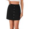 imageLYANER Womens Button Front Elastic Waist Stretch High Waist Pull On Mini Length A Line SkirtBlack