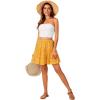 imageLYANER Womens Summer 2 Piece Outfits Tie Shoulder Cami Lace Crop Top with Floral Mini Skirt SetYellow