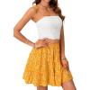 imageLYANER Womens Summer 2 Piece Outfits Tie Shoulder Cami Lace Crop Top with Floral Mini Skirt SetYellow