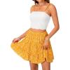 imageLYANER Womens Summer 2 Piece Outfits Tie Shoulder Cami Lace Crop Top with Floral Mini Skirt SetYellow