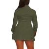 imageLYANER Womens Button Down Shirt Dress Collar V Neck Long Sleeve Slit Sexy Shirt DressesAmy Green