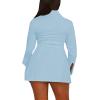 imageLYANER Womens Button Down Shirt Dress Collar V Neck Long Sleeve Slit Sexy Shirt DressesAzure