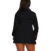 imageLYANER Womens Button Down Shirt Dress Collar V Neck Long Sleeve Slit Sexy Shirt DressesBlack