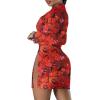 imageLYANER Womens Button Down Shirt Dress Collar V Neck Long Sleeve Slit Sexy Shirt DressesFloral Red