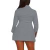 imageLYANER Womens Button Down Shirt Dress Collar V Neck Long Sleeve Slit Sexy Shirt DressesGray