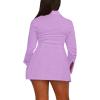 imageLYANER Womens Button Down Shirt Dress Collar V Neck Long Sleeve Slit Sexy Shirt DressesLight Purple
