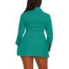 imageLYANER Womens Button Down Shirt Dress Collar V Neck Long Sleeve Slit Sexy Shirt DressesPeacock Green