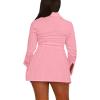 imageLYANER Womens Button Down Shirt Dress Collar V Neck Long Sleeve Slit Sexy Shirt DressesPink