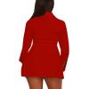 imageLYANER Womens Button Down Shirt Dress Collar V Neck Long Sleeve Slit Sexy Shirt DressesRed