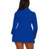 imageLYANER Womens Button Down Shirt Dress Collar V Neck Long Sleeve Slit Sexy Shirt DressesRoyal Blue