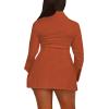 imageLYANER Womens Button Down Shirt Dress Collar V Neck Long Sleeve Slit Sexy Shirt DressesRust Red