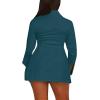 imageLYANER Womens Button Down Shirt Dress Collar V Neck Long Sleeve Slit Sexy Shirt DressesTeal Blue