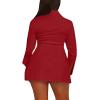 imageLYANER Womens Button Down Shirt Dress Collar V Neck Long Sleeve Slit Sexy Shirt DressesWine Red