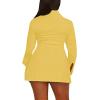 imageLYANER Womens Button Down Shirt Dress Collar V Neck Long Sleeve Slit Sexy Shirt DressesYellow