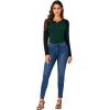 imageLYANER Womens Long Sleeves Ribbed Knit Tunic Shirts Scoop Neck Button Down Tops Casual Henley Tee Shirt Slim Fit BlousesDark Green
