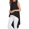 imageLYANER Womens Asymmetrical High Low Sleeveless Mock Neck Flowy Blouse TopsBlack
