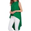 imageLYANER Womens Asymmetrical High Low Sleeveless Mock Neck Flowy Blouse TopsGreen