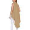 imageLYANER Womens Asymmetrical High Low Sleeveless Mock Neck Flowy Blouse TopsKhaki