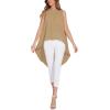 imageLYANER Womens Asymmetrical High Low Sleeveless Mock Neck Flowy Blouse TopsKhaki
