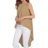 imageLYANER Womens Asymmetrical High Low Sleeveless Mock Neck Flowy Blouse TopsKhaki