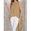 imageLYANER Womens Asymmetrical High Low Sleeveless Mock Neck Flowy Blouse TopsKhaki