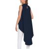 imageLYANER Womens Asymmetrical High Low Sleeveless Mock Neck Flowy Blouse TopsNavy Blue