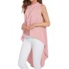 imageLYANER Womens Asymmetrical High Low Sleeveless Mock Neck Flowy Blouse TopsPink