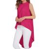 imageLYANER Womens Asymmetrical High Low Sleeveless Mock Neck Flowy Blouse TopsRose