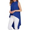 imageLYANER Womens Asymmetrical High Low Sleeveless Mock Neck Flowy Blouse TopsRoyal Blue