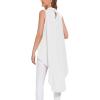 imageLYANER Womens Asymmetrical High Low Sleeveless Mock Neck Flowy Blouse TopsWhite