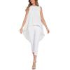 imageLYANER Womens Asymmetrical High Low Sleeveless Mock Neck Flowy Blouse TopsWhite