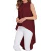 imageLYANER Womens Asymmetrical High Low Sleeveless Mock Neck Flowy Blouse TopsWine Red