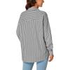 imageLYANER Womens Button Down Shirts Striped Classic Long Sleeve Collared V Neck Office Work Blouses TopsBlack