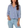 imageLYANER Womens Button Down Shirts Striped Classic Long Sleeve Collared V Neck Office Work Blouses TopsBlue