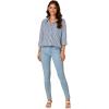 imageLYANER Womens Button Down Shirts Striped Classic Long Sleeve Collared V Neck Office Work Blouses TopsBlue