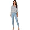 imageLYANER Womens Button Down Shirts Striped Classic Long Sleeve Collared V Neck Office Work Blouses TopsGray