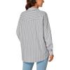 imageLYANER Womens Button Down Shirts Striped Classic Long Sleeve Collared V Neck Office Work Blouses TopsGray