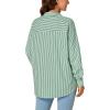 imageLYANER Womens Button Down Shirts Striped Classic Long Sleeve Collared V Neck Office Work Blouses TopsGreen