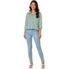 imageLYANER Womens Button Down Shirts Striped Classic Long Sleeve Collared V Neck Office Work Blouses TopsGreen