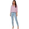 imageLYANER Womens Button Down Shirts Striped Classic Long Sleeve Collared V Neck Office Work Blouses TopsPink