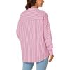 imageLYANER Womens Button Down Shirts Striped Classic Long Sleeve Collared V Neck Office Work Blouses TopsPink