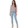 imageLYANER Womens Button Down Shirts Striped Classic Long Sleeve Collared V Neck Office Work Blouses TopsRed