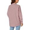 imageLYANER Womens Button Down Shirts Striped Classic Long Sleeve Collared V Neck Office Work Blouses TopsRed